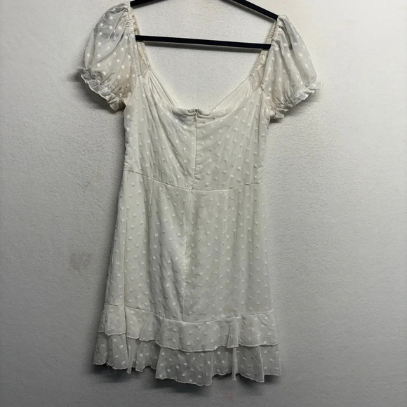 Princess Polly Mikail White Swiss Dot Puff Sleeve Sweetheart Neckline Mini Dress - Picture 5 of 12